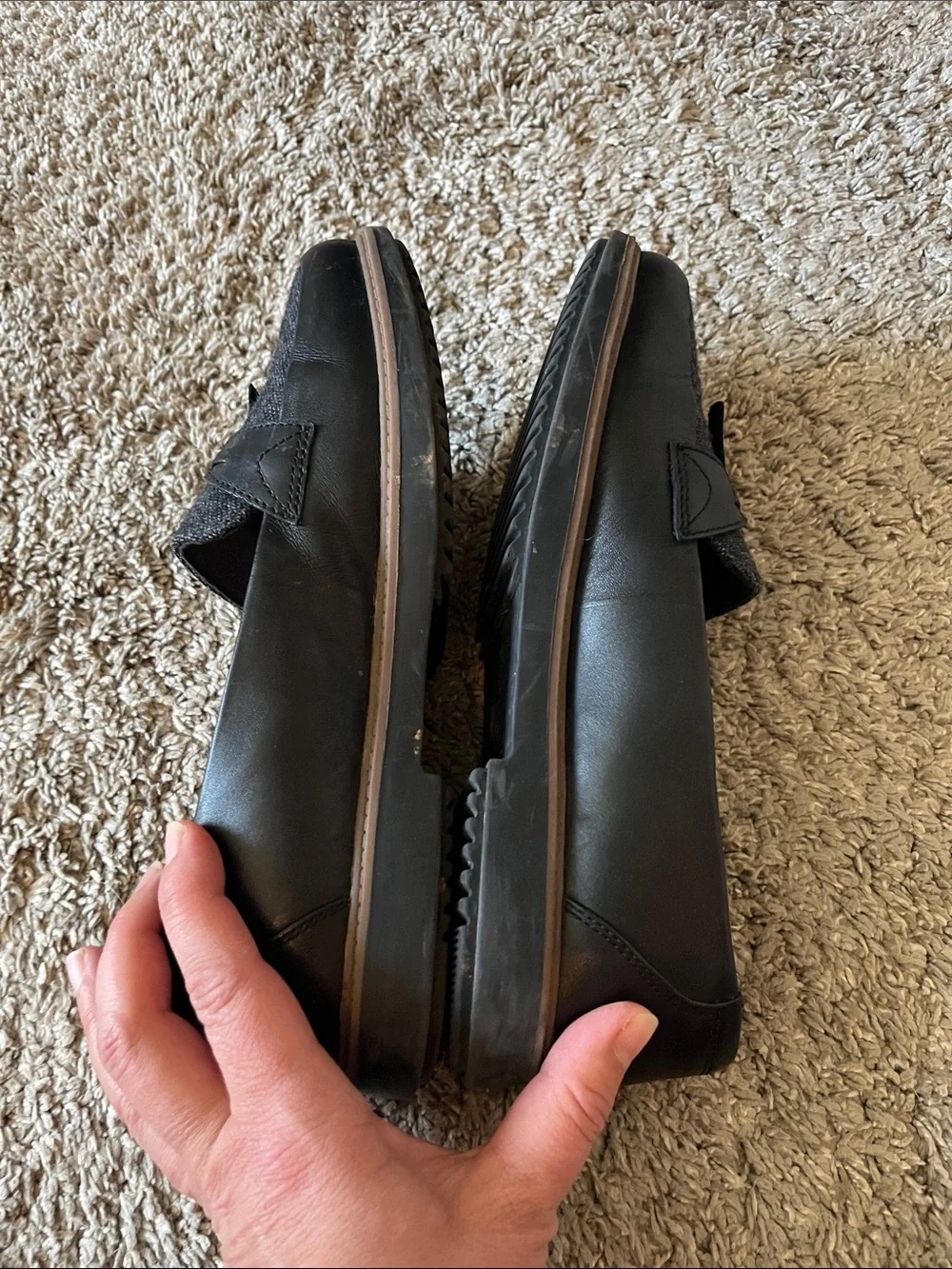 Clarks Womans Raisie Foster Leather Loafers Womens 8.5 Black Slip On Loafers